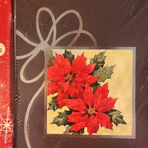 Christmas Cards Boxed Set 16 Holiday Poinsettias Fantus Paper Vintage - Picture 2 of 6